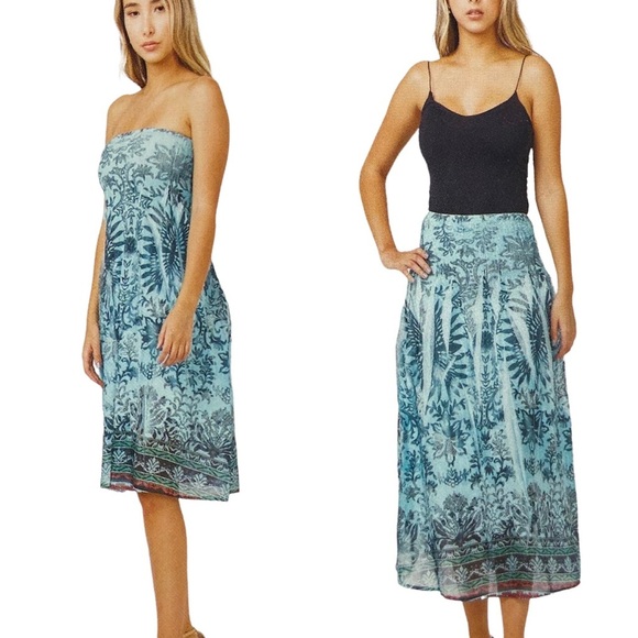 LAPIS ANTHROPOLOGIE Boho Convertible Skirt / Bandeau Dress Smocked OS beach - Picture 11 of 11